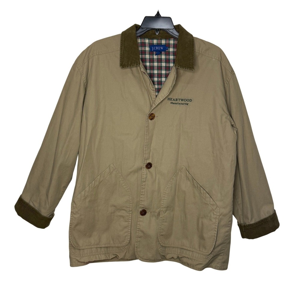 J.Crew Chore Coat Corduroy Cuffs & Collar‎ Flannel Lined Men Size Large